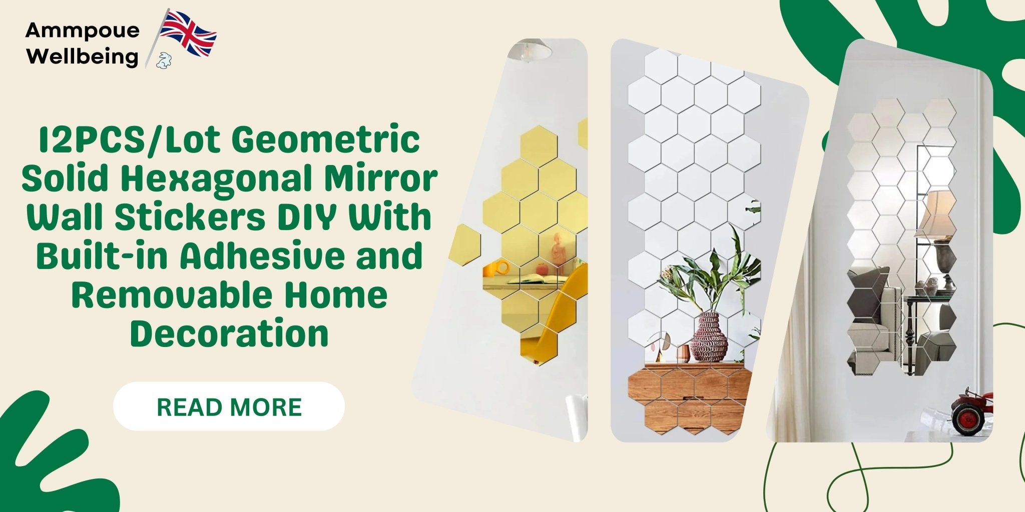 Transform Your Space with 12PCS/Lot Geometric Hexagonal Mirror Wall Stickers - Ammpoure Wellbeing