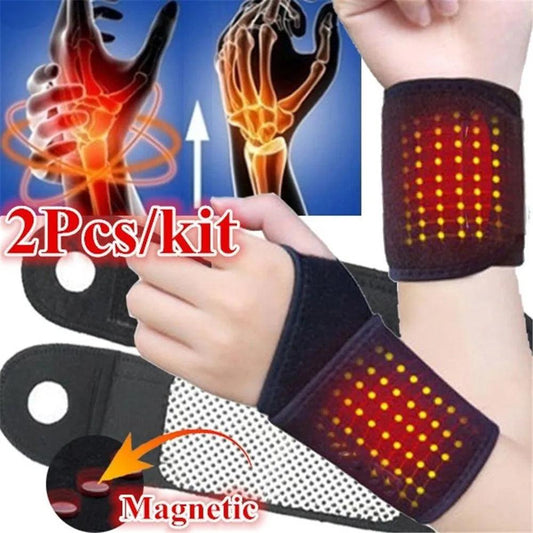 1 Pair Tourmaline Self - Heating Wrist Brace Sports Protection Wrist Belt Far Infrared Magnetic Therapy Pads Braces - Ammpoure Wellbeing