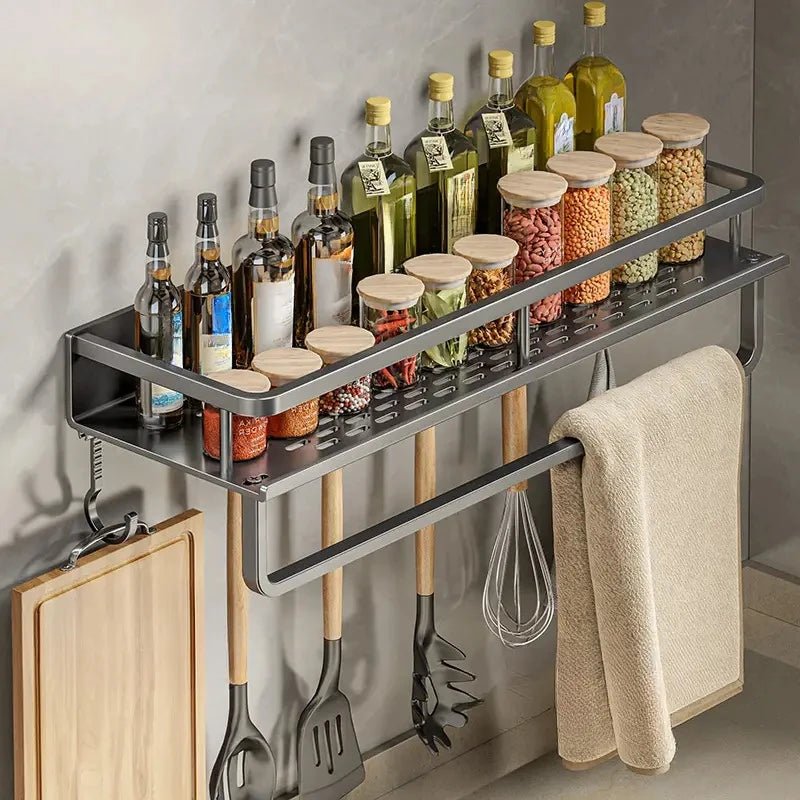 1 PC Multifunctional Kitchen Rack Spice Storage Rack Wall Mounted Kitchen Utensil Shovel Hook Rack for Kitchen Items Storage - Ammpoure Wellbeing