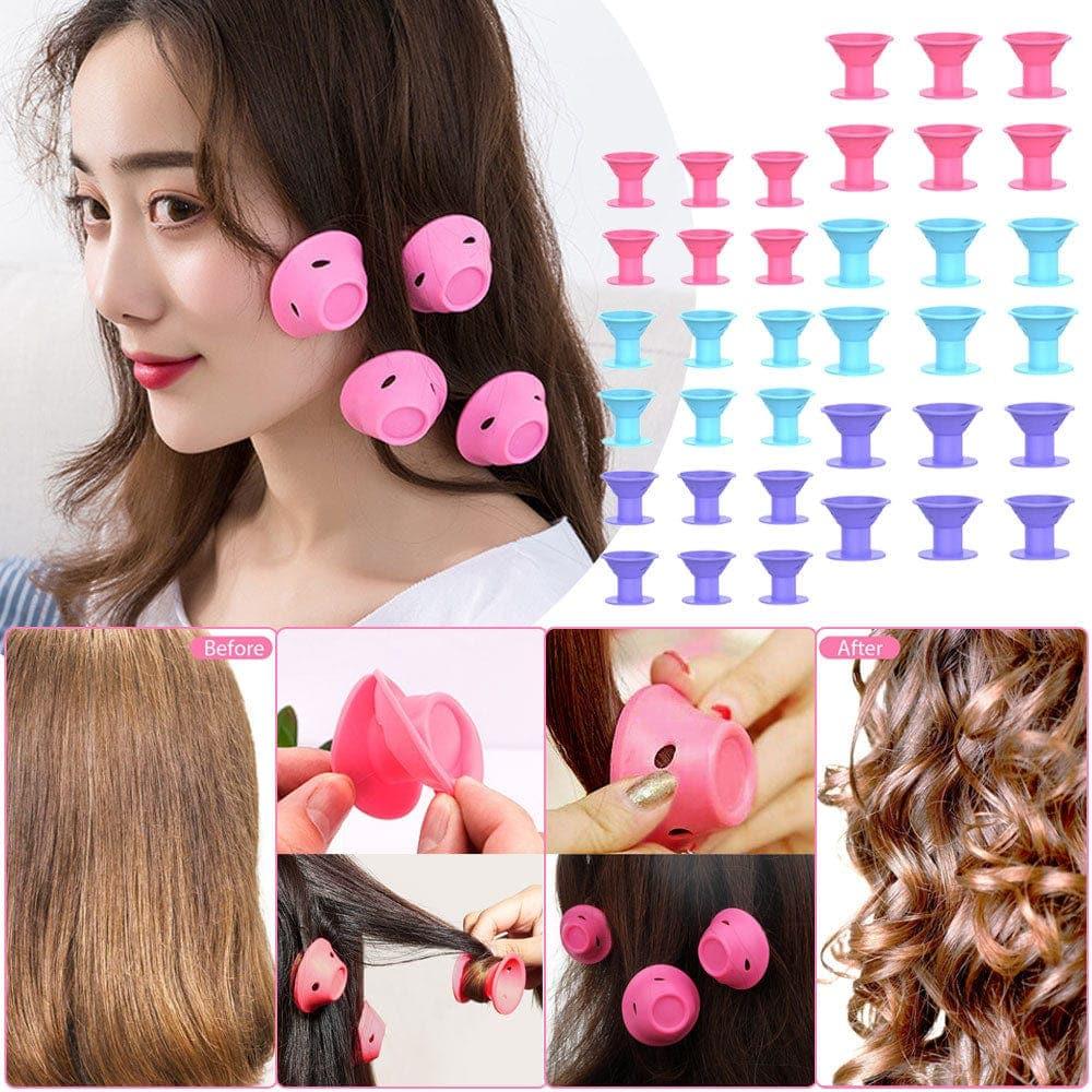 10/20pcs Soft Rubber Silicone Heatless Hair Curler Twist Hair Rollers - Ammpoure Wellbeing