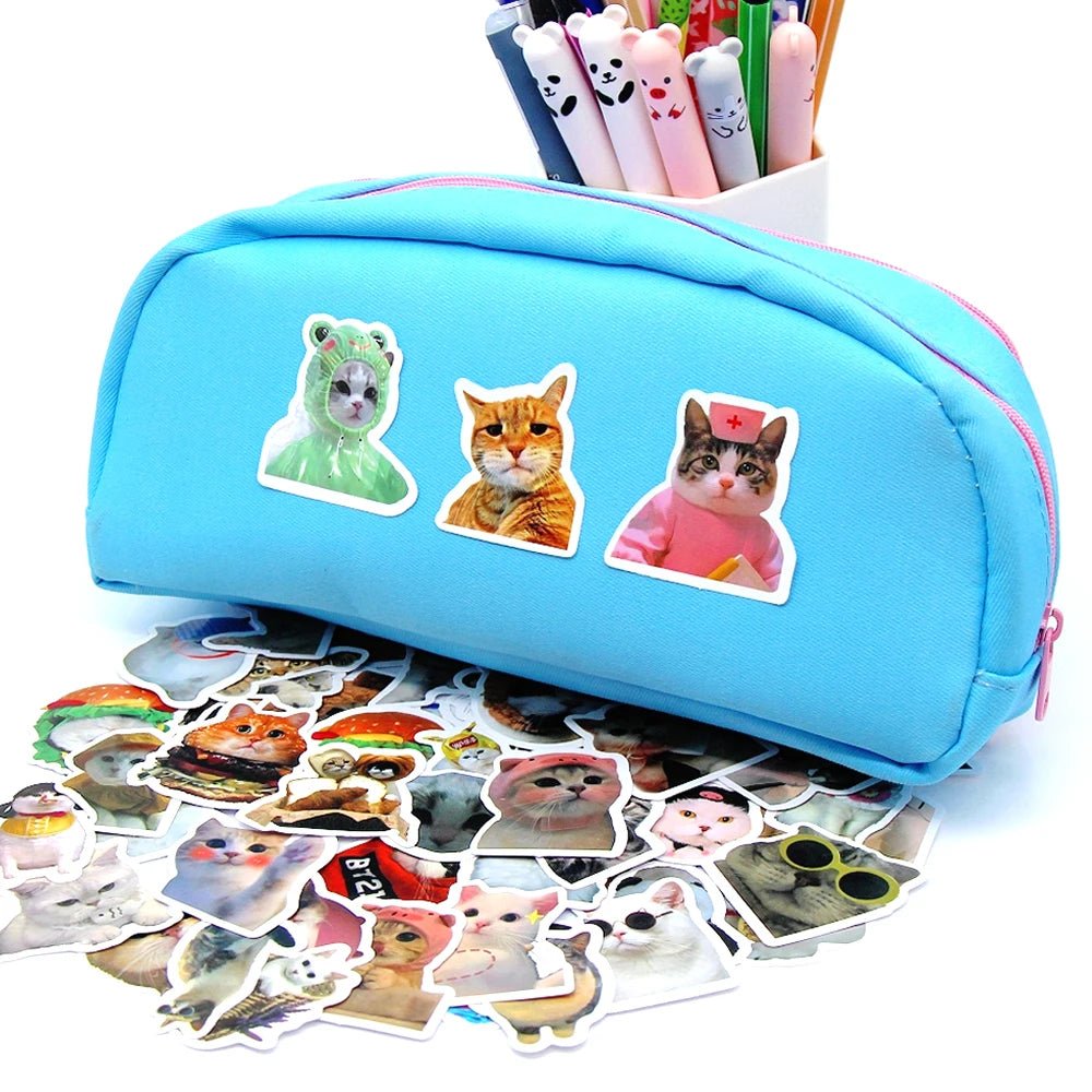 10/50/100pcs Funny Cat Stickers Cartoon Cute Decals Toy Stationery Guitar Phone Bicycle Laptop Luggage Car Graffiti Kids Sticker - Ammpoure Wellbeing