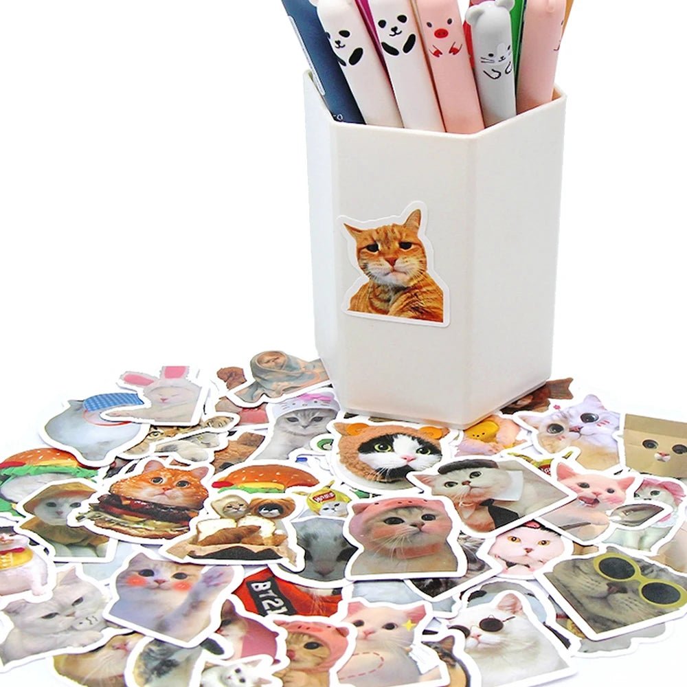 10/50/100pcs Funny Cat Stickers Cartoon Cute Decals Toy Stationery Guitar Phone Bicycle Laptop Luggage Car Graffiti Kids Sticker - Ammpoure Wellbeing