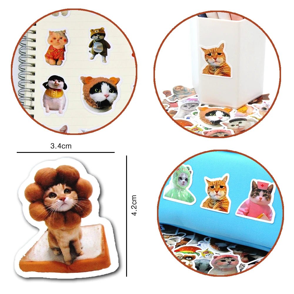 10/50/100pcs Funny Cat Stickers Cartoon Cute Decals Toy Stationery Guitar Phone Bicycle Laptop Luggage Car Graffiti Kids Sticker - Ammpoure Wellbeing