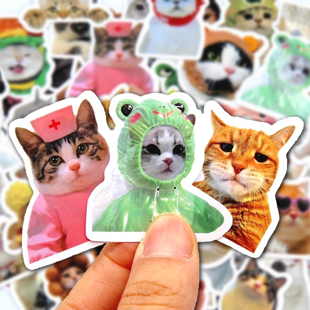 10/50/100pcs Funny Cat Stickers Cartoon Cute Decals Toy Stationery Guitar Phone Bicycle Laptop Luggage Car Graffiti Kids Sticker - Ammpoure Wellbeing