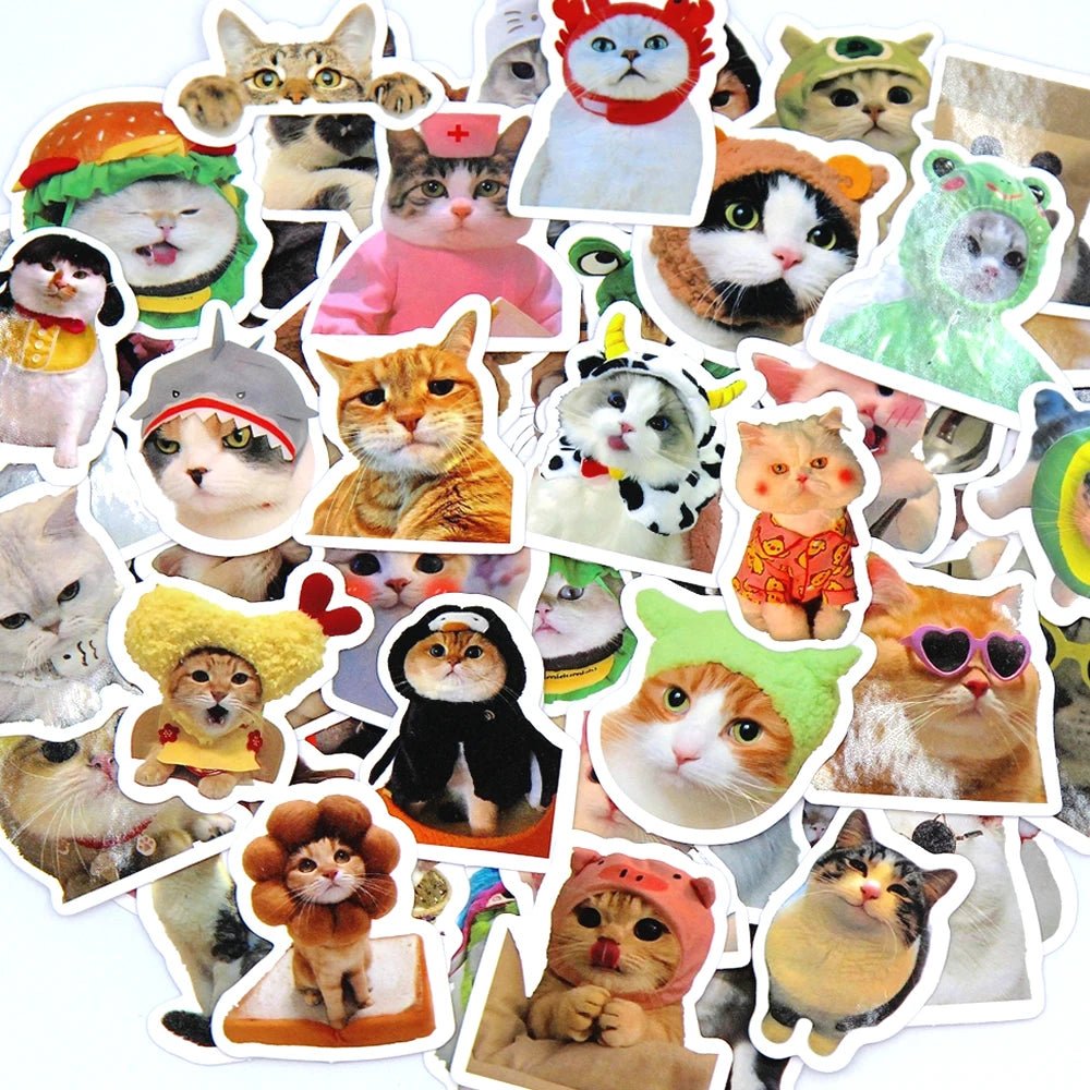 10/50/100pcs Funny Cat Stickers Cartoon Cute Decals Toy Stationery Guitar Phone Bicycle Laptop Luggage Car Graffiti Kids Sticker - Ammpoure Wellbeing