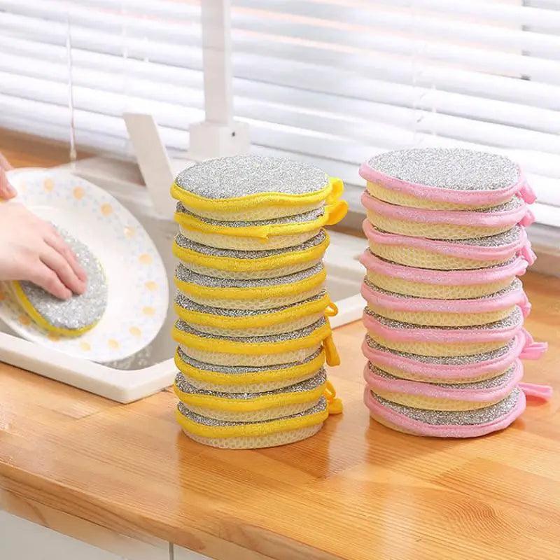 10/5/3PCS Double Side Dishwashing Sponge Dish Washing Brush Pan Pot Dish Wash Sponges Household Cleaning Reusable Kitchen Tools - Ammpoure Wellbeing