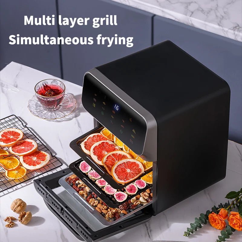 10L Large Capacity Electric Air Fryers Oil - free Automatic Household Kitchen 360°Baking Convection Oven Deep Fryer without Oil - Ammpoure Wellbeing