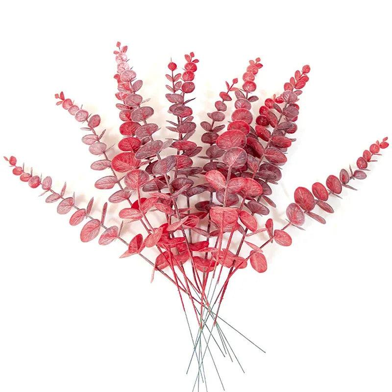 10PCS Gold Eucalyptus Leaf Artificial Plants Diy Christmas Fake Plant Flower Bouquet Ornament Home Garden Party Wedding Decor - Ammpoure Wellbeing