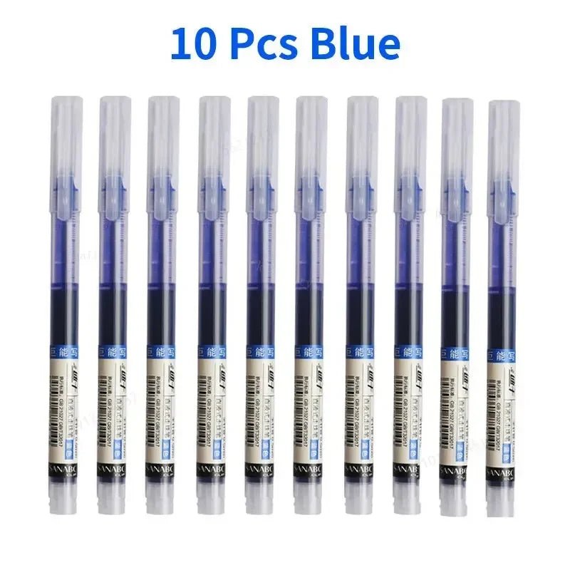 10Pcs/set High Quality Needle Type Gel Pens Straight Liquid Ballpoint Pen Kawaii Stationery School Office Supplies Writing - Ammpoure Wellbeing