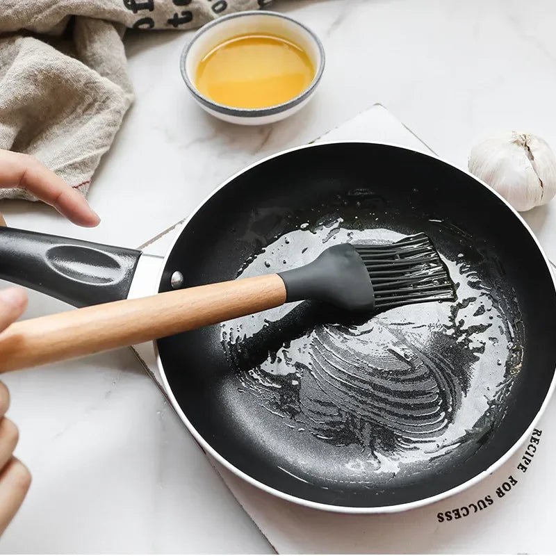 12PCS Silicone Kitchenware Non - Stick Cookware Kitchen Utensils Set Spatula Shovel Egg Beaters Wooden Handle Cooking Tool Set - Ammpoure Wellbeing