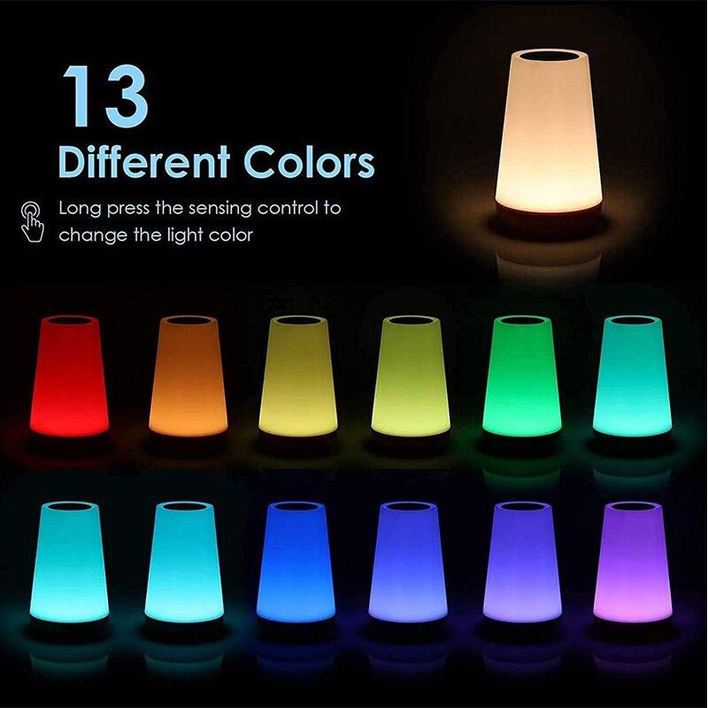 13 Color Changing Night Light Remote Control Touch USB Rechargeable RGB Night Lamp Dimmable Lamp Portable Table Bedside Lamp - Ammpoure Wellbeing