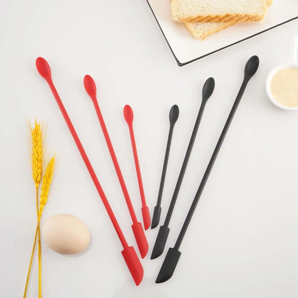 1/3/4Pcs Black Lengthen Mini Soft Jar Cake Cream Jam Scrapers Silicone Makeup Spatulas Butter Knife Kitchen Tools Accessories - Ammpoure Wellbeing