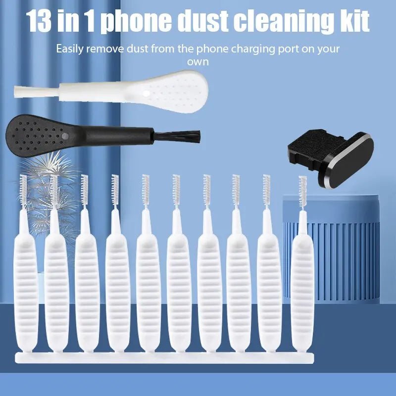 13PCS Mobile Phone Speaker Dust Removal Cleaner Tool Kit For iPhone 14 13 Pro Max Earphones Charge Port Dustproof Cleaning Brush - Ammpoure Wellbeing