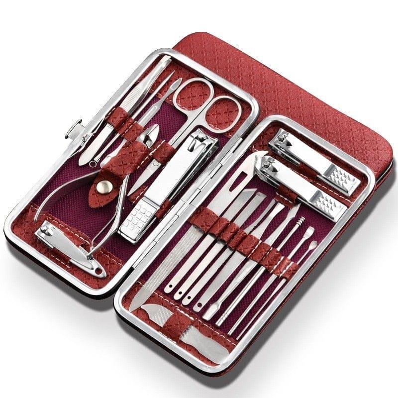 19 in 1 Stainless Steel Manicure set Professional Nail clipper Kit of Pedicure Tools Ingrown ToeNail Trimmer - Ammpoure Wellbeing