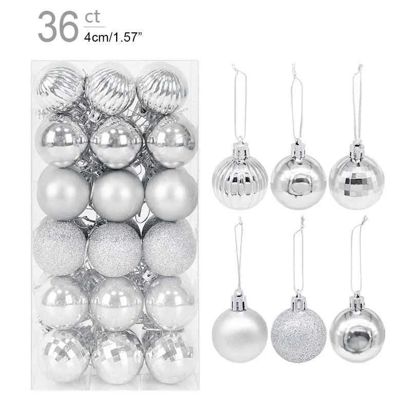 1box Christmas Balls Christmas Tree Ornaments Ball Xmas Hanging Tree Pendants Home Party Decor 2023 New Year Gift Noel Navidad - Ammpoure Wellbeing