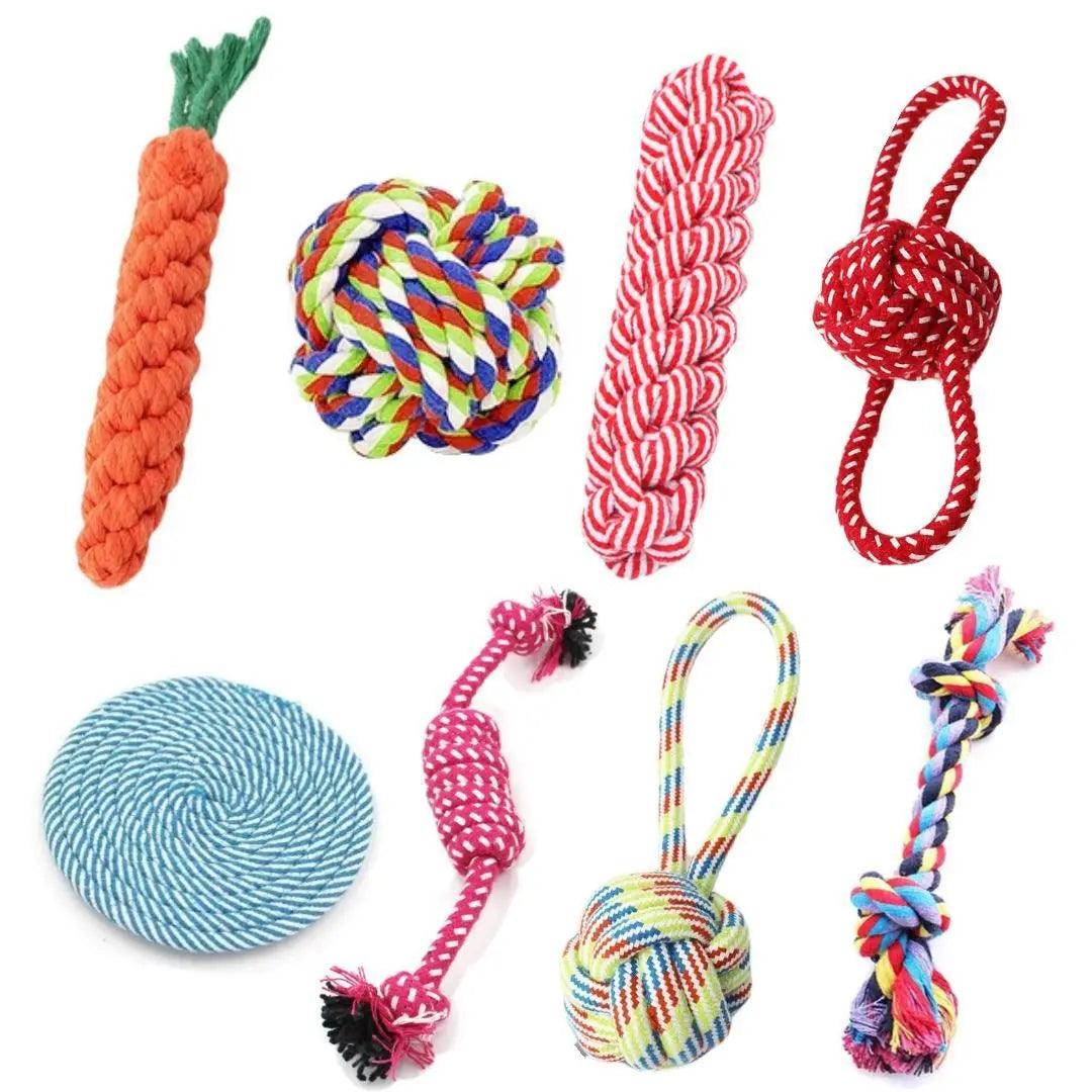 1PC Dog Toy Carrot Knot Rope Ball Cotton Rope Dumbbell Puppy Cleaning Teeth Chew Toy Durable Braided Bite Resistant Pet Supplies - Ammpoure Wellbeing