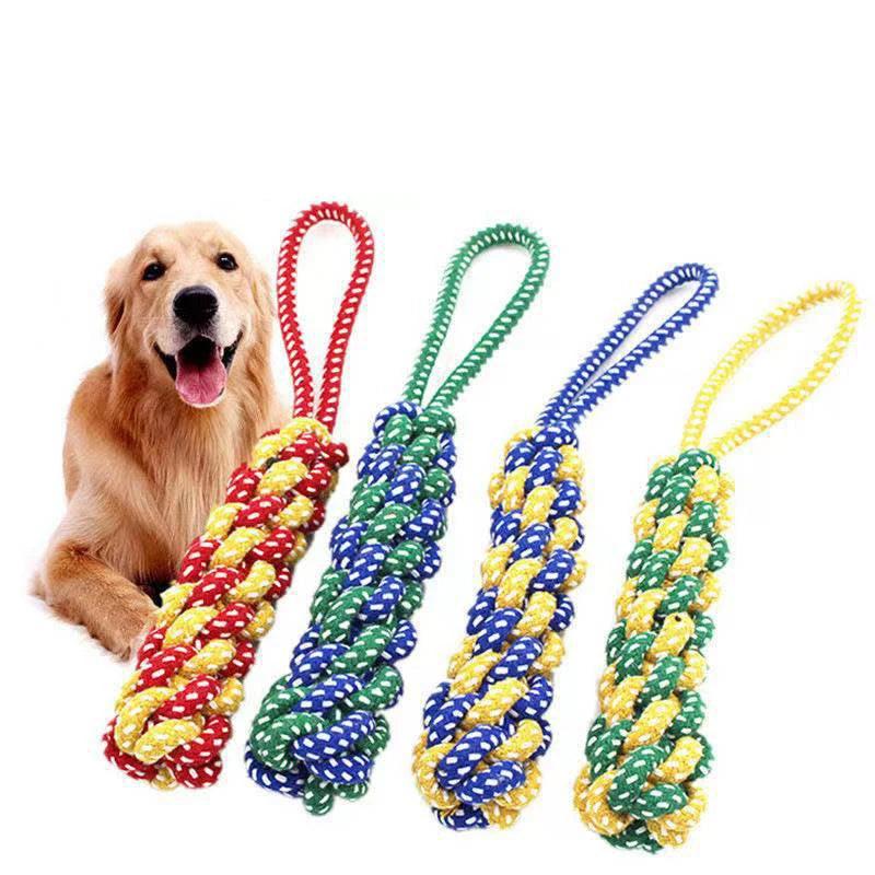 1PC Dog Toy Carrot Knot Rope Ball Cotton Rope Dumbbell Puppy Cleaning Teeth Chew Toy Durable Braided Bite Resistant Pet Supplies - Ammpoure Wellbeing