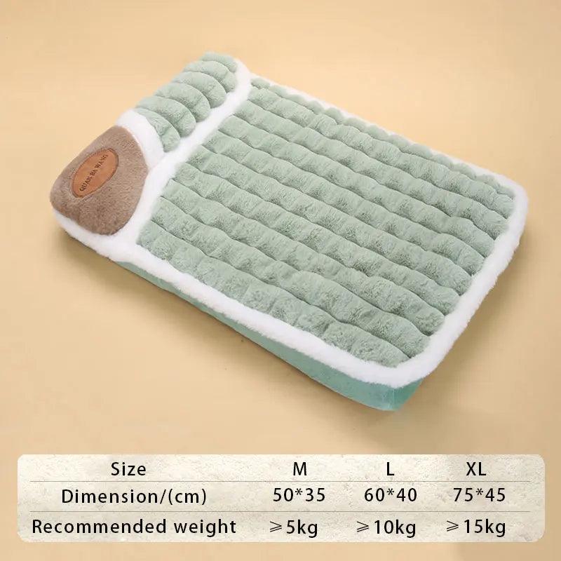 1pc Four Seasons Thick Deep Sleep Pet Bed Cat Kennel Small and Medium Dog Pet Mat Green - Ammpoure Wellbeing