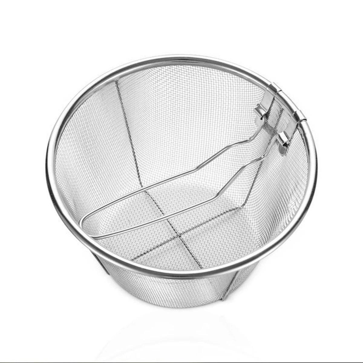 1pc stainless steel mesh strainer Lo mein scoop deep fried mesh frying basket deep fried looped French fries kitchen folding thi - Ammpoure Wellbeing