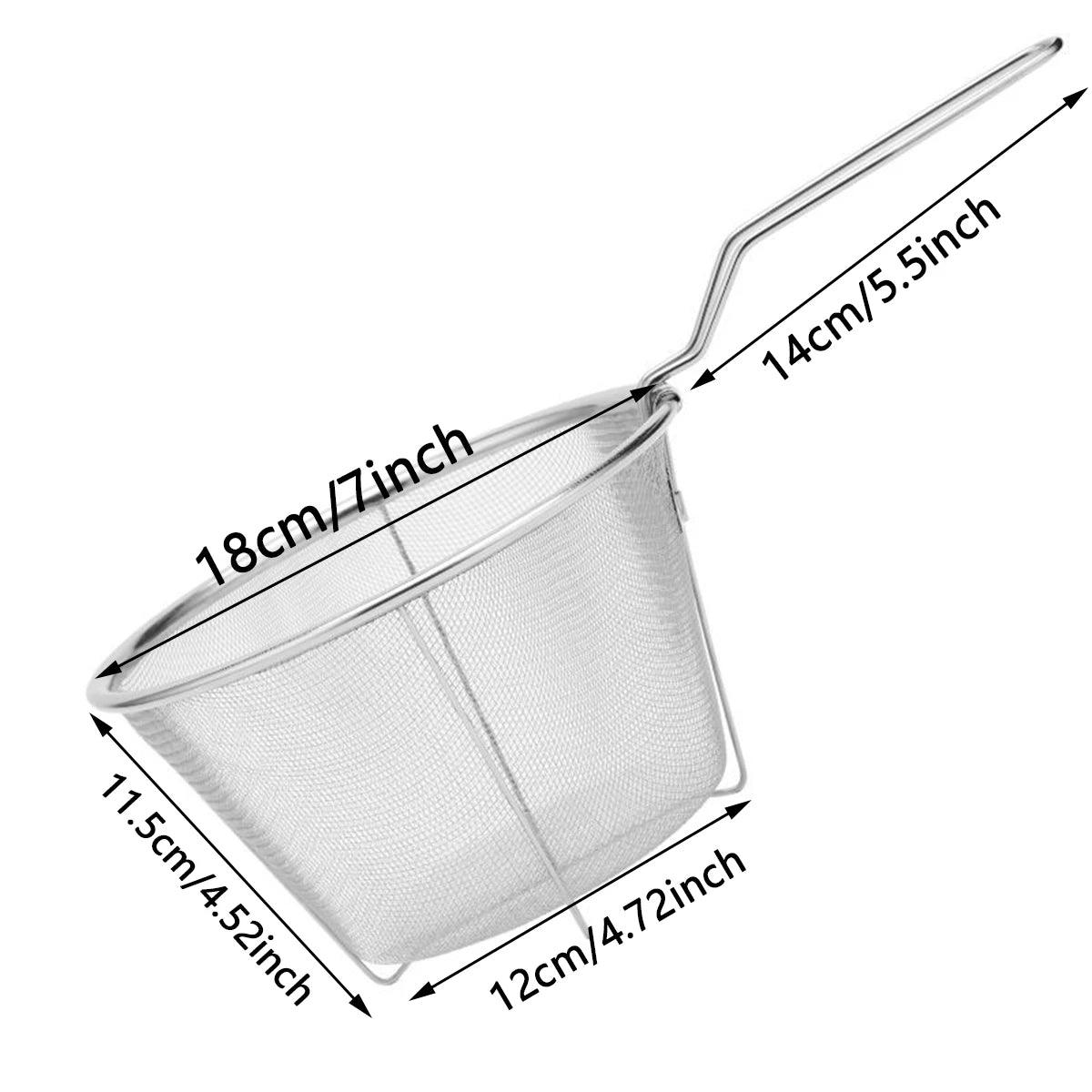 1pc stainless steel mesh strainer Lo mein scoop deep fried mesh frying basket deep fried looped French fries kitchen folding thi - Ammpoure Wellbeing