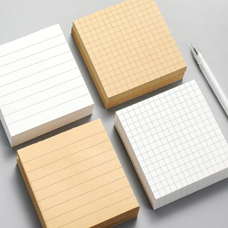 1Pcs 80Sheets Sticky Stationery Notepad Office Bookmark Sticky Notes Khaki / White /Stickers In Notebook Memo Pad - Ammpoure Wellbeing