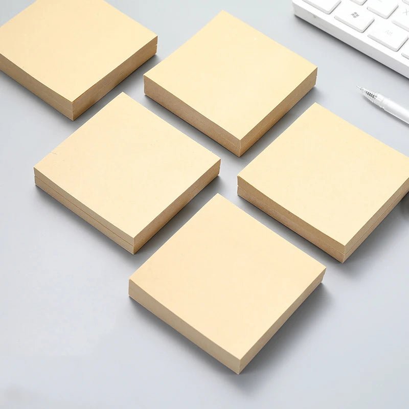 1Pcs 80Sheets Sticky Stationery Notepad Office Bookmark Sticky Notes Khaki / White /Stickers In Notebook Memo Pad - Ammpoure Wellbeing