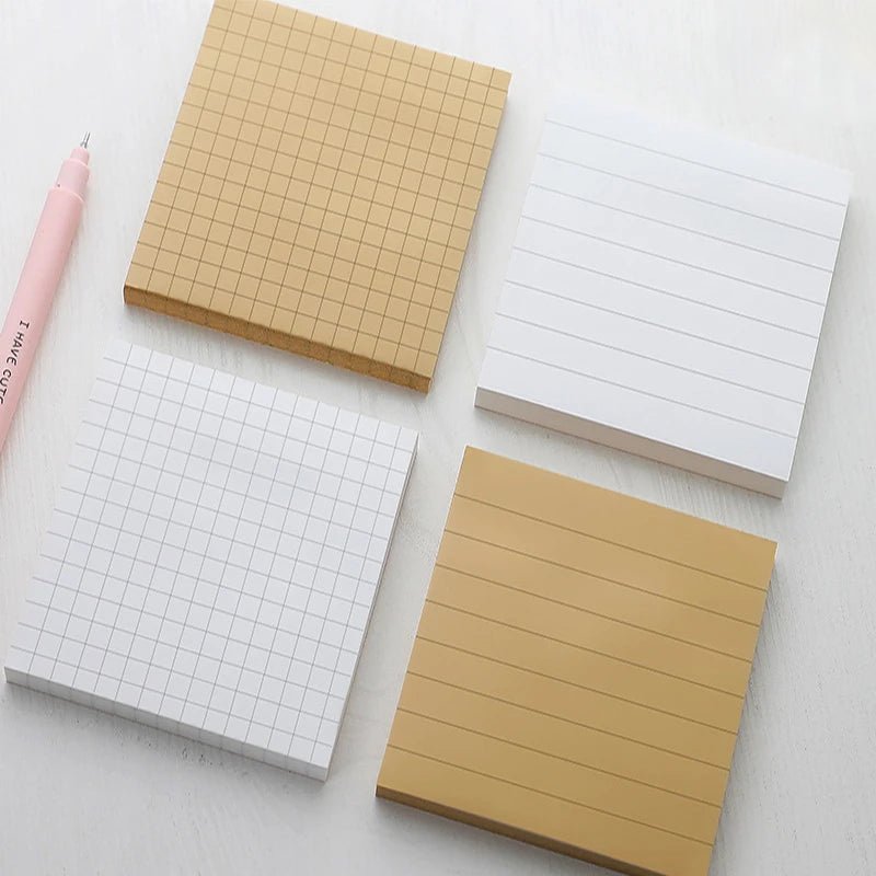 1Pcs 80Sheets Sticky Stationery Notepad Office Bookmark Sticky Notes Khaki / White /Stickers In Notebook Memo Pad - Ammpoure Wellbeing