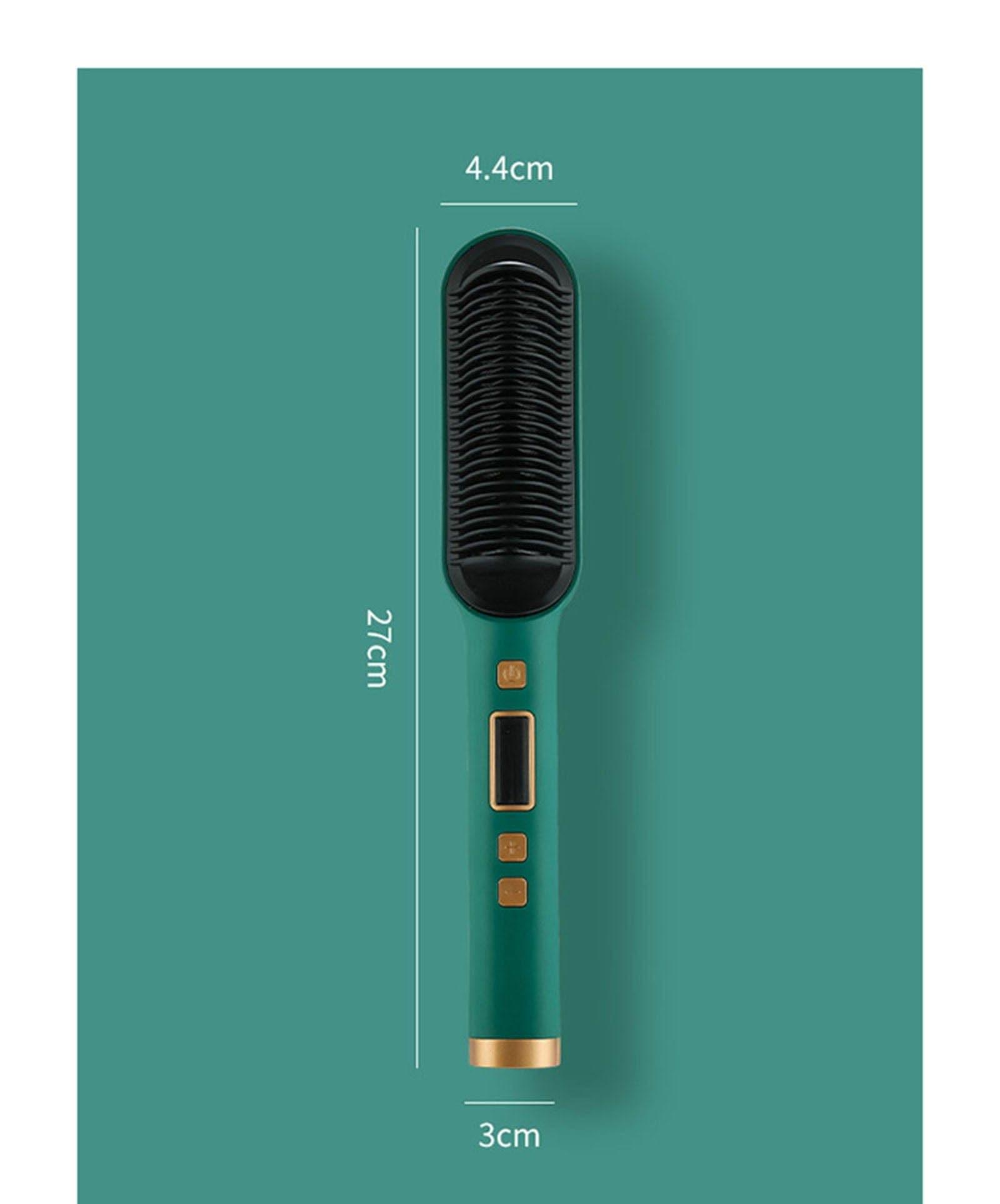 2 In 1 Electric Professional Negative Ion Hair Straightener Brush Curling Comb With Lcd Display Hair Curling Tools - Ammpoure Wellbeing