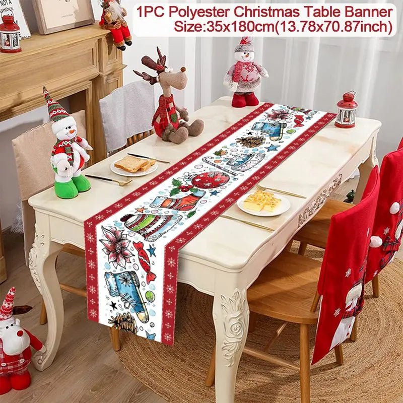 2024 Christmas Table Runners Merry Christmas Decoration for Home Tablecloth Table Cover Xmas Gifts Navidad Noel New Year 2025 - Ammpoure Wellbeing