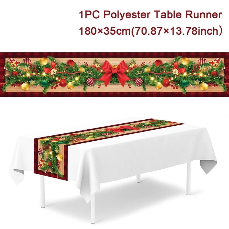 2024 Christmas Table Runners Merry Christmas Decoration for Home Tablecloth Table Cover Xmas Gifts Navidad Noel New Year 2025 - Ammpoure Wellbeing