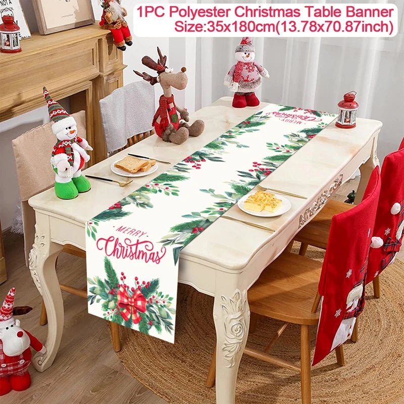 2024 Christmas Table Runners Merry Christmas Decoration for Home Tablecloth Table Cover Xmas Gifts Navidad Noel New Year 2025 - Ammpoure Wellbeing