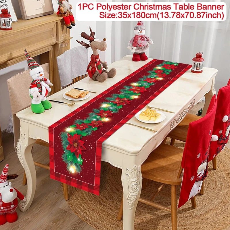 2024 Christmas Table Runners Merry Christmas Decoration for Home Tablecloth Table Cover Xmas Gifts Navidad Noel New Year 2025 - Ammpoure Wellbeing