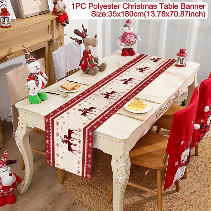 2024 Christmas Table Runners Merry Christmas Decoration for Home Tablecloth Table Cover Xmas Gifts Navidad Noel New Year 2025 - Ammpoure Wellbeing