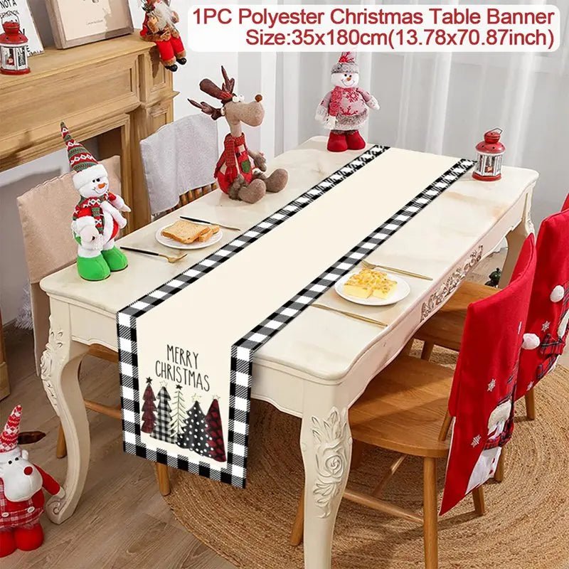 2024 Christmas Table Runners Merry Christmas Decoration for Home Tablecloth Table Cover Xmas Gifts Navidad Noel New Year 2025 - Ammpoure Wellbeing