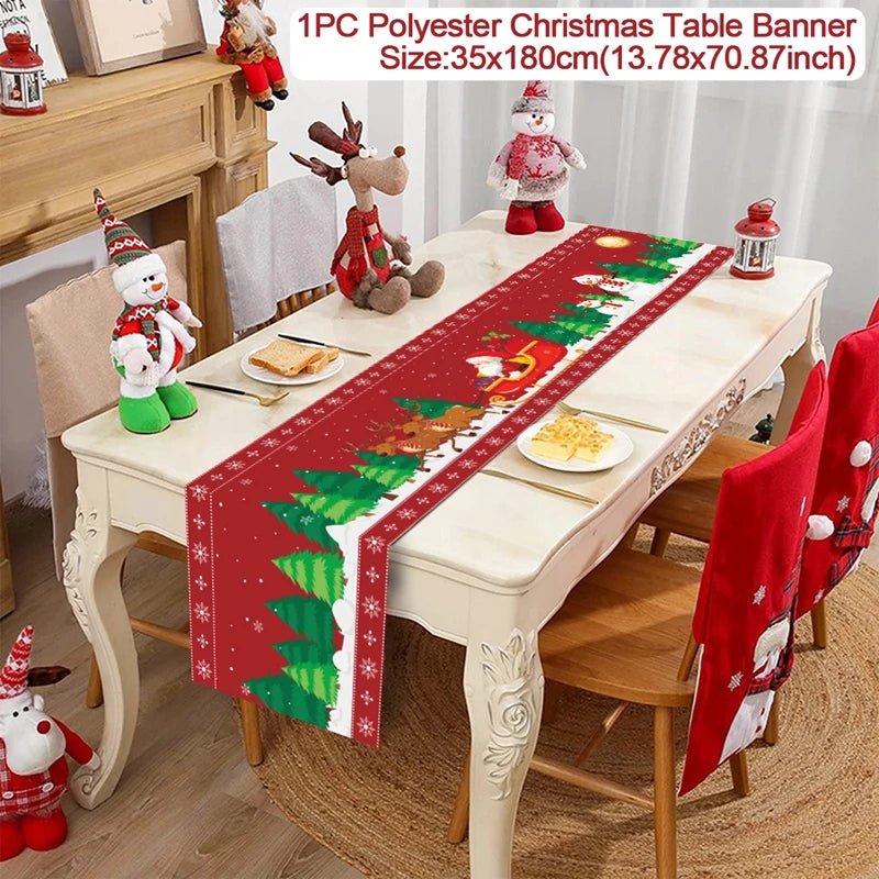 2024 Christmas Table Runners Merry Christmas Decoration for Home Tablecloth Table Cover Xmas Gifts Navidad Noel New Year 2025 - Ammpoure Wellbeing