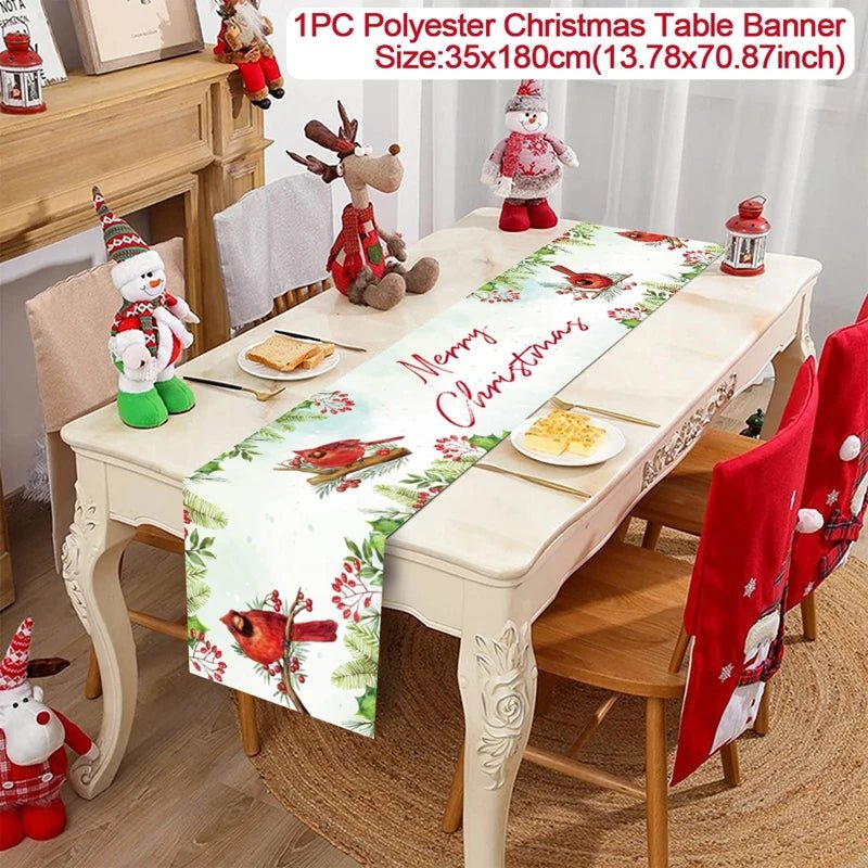 2024 Christmas Table Runners Merry Christmas Decoration for Home Tablecloth Table Cover Xmas Gifts Navidad Noel New Year 2025 - Ammpoure Wellbeing