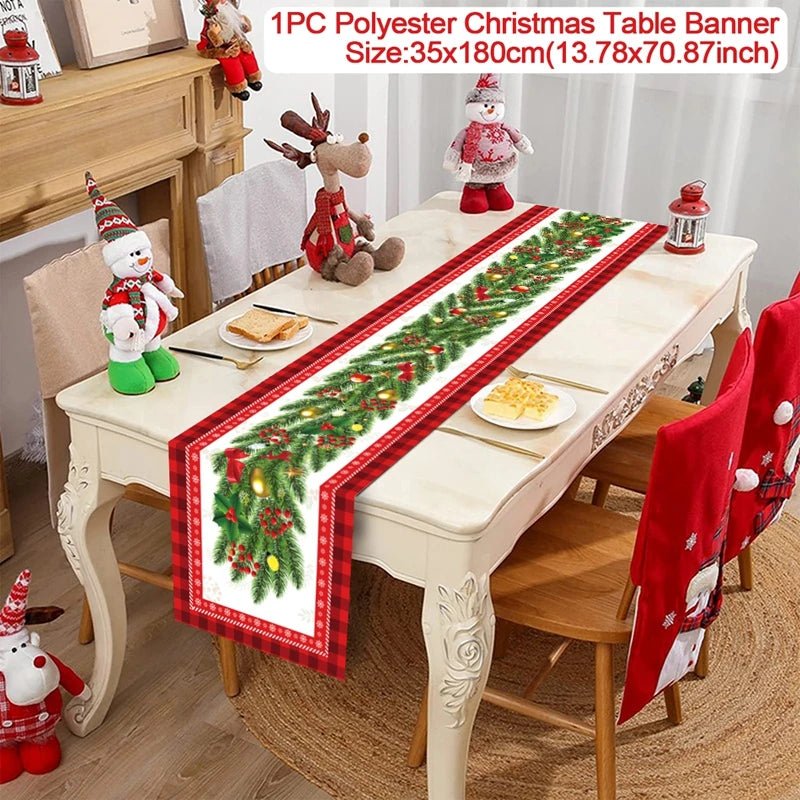 2024 Christmas Table Runners Merry Christmas Decoration for Home Tablecloth Table Cover Xmas Gifts Navidad Noel New Year 2025 - Ammpoure Wellbeing