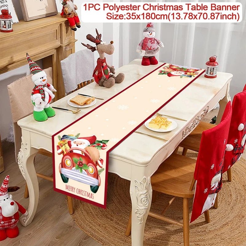 2024 Christmas Table Runners Merry Christmas Decoration for Home Tablecloth Table Cover Xmas Gifts Navidad Noel New Year 2025 - Ammpoure Wellbeing