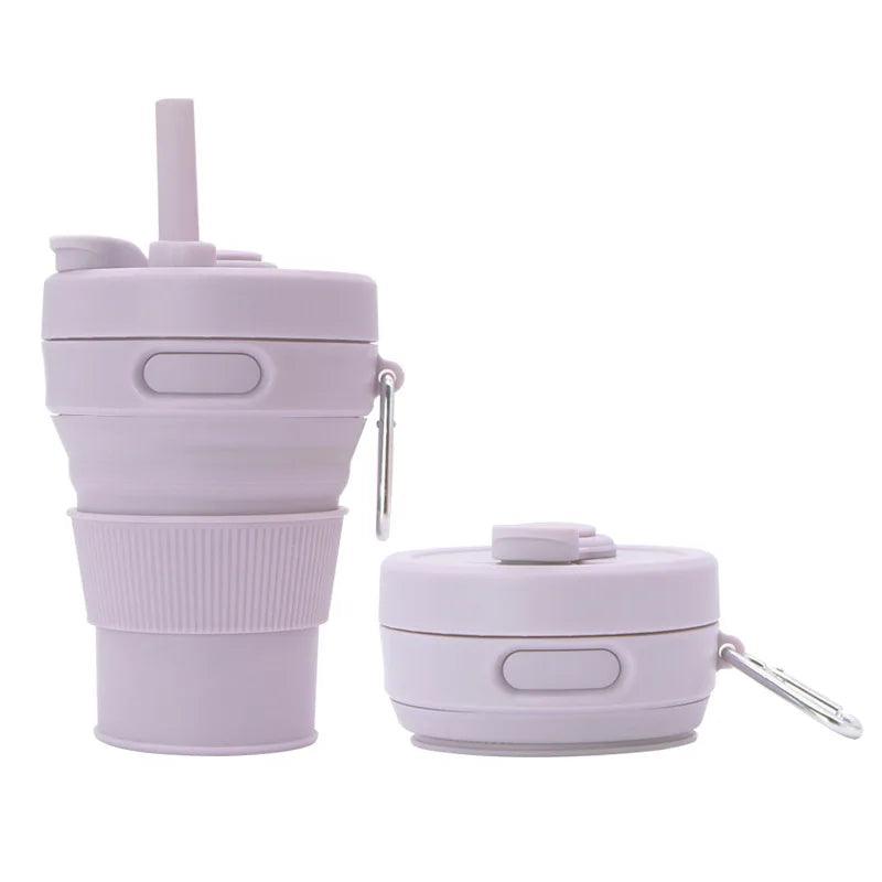 2024 Originality Sports Outdoors Portable Folding Telescoping Travel Coffee Juice Cup Straw 450ml Water Bottles - Ammpoure Wellbeing