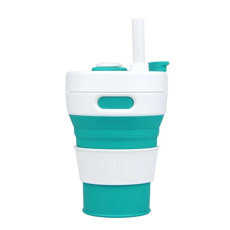 2024 Originality Sports Outdoors Portable Folding Telescoping Travel Coffee Juice Cup Straw 450ml Water Bottles - Ammpoure Wellbeing