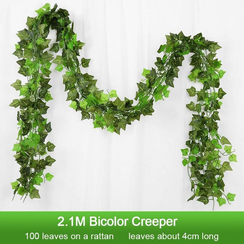 2.1M Artificial Plant Green Ivy Leaf Garland Silk Wall Hanging Vine Home Garden Decoration Wedding Party DIY Fake Wreath Leaves - Ammpoure Wellbeing