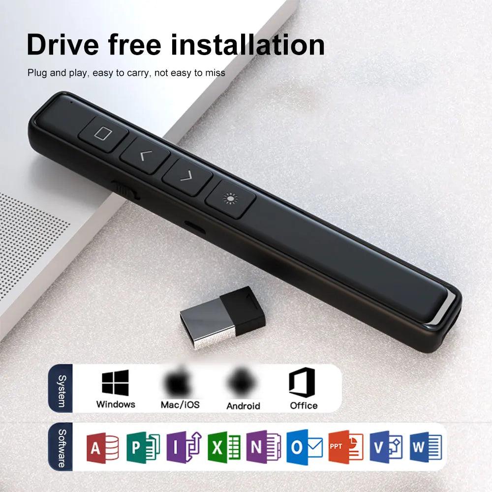 2.4GHz Wireless Presentation Clicker Powerpoint Pen USB Remote Control Flip Pen for Office Teaching Projector PPT Presenter - Ammpoure Wellbeing