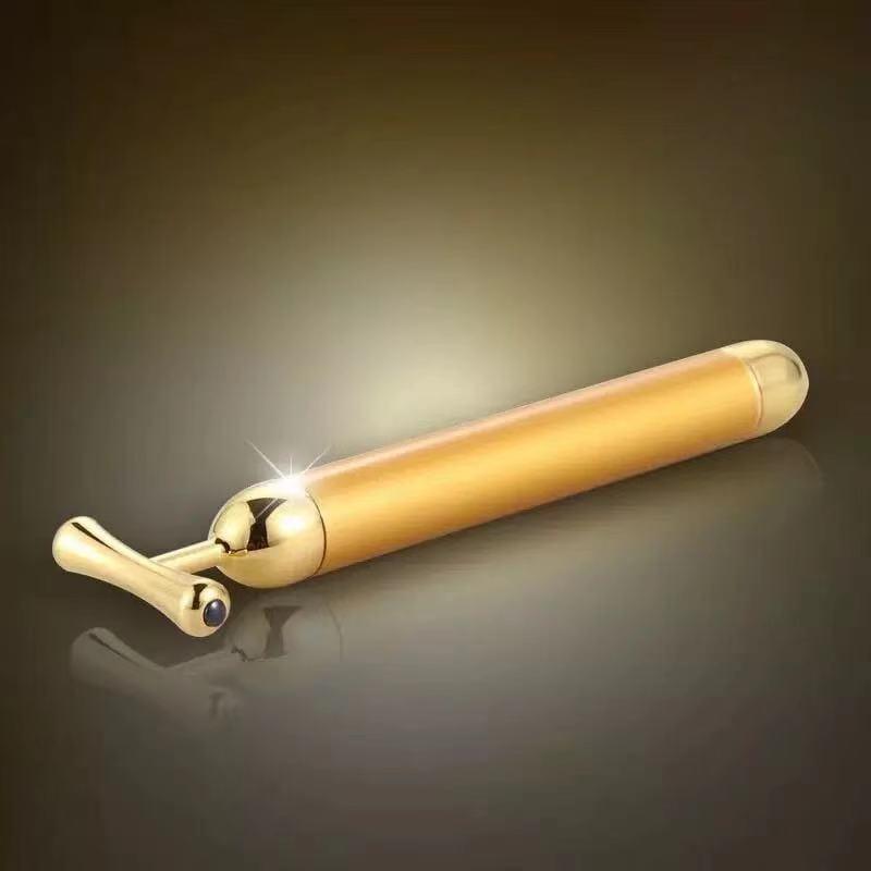 24k Gold Face Lift Bar Roller Vibration Slimming Massager Facial Stick Facial Beauty Skin Care T Shaped Vibrating Tool - Ammpoure Wellbeing
