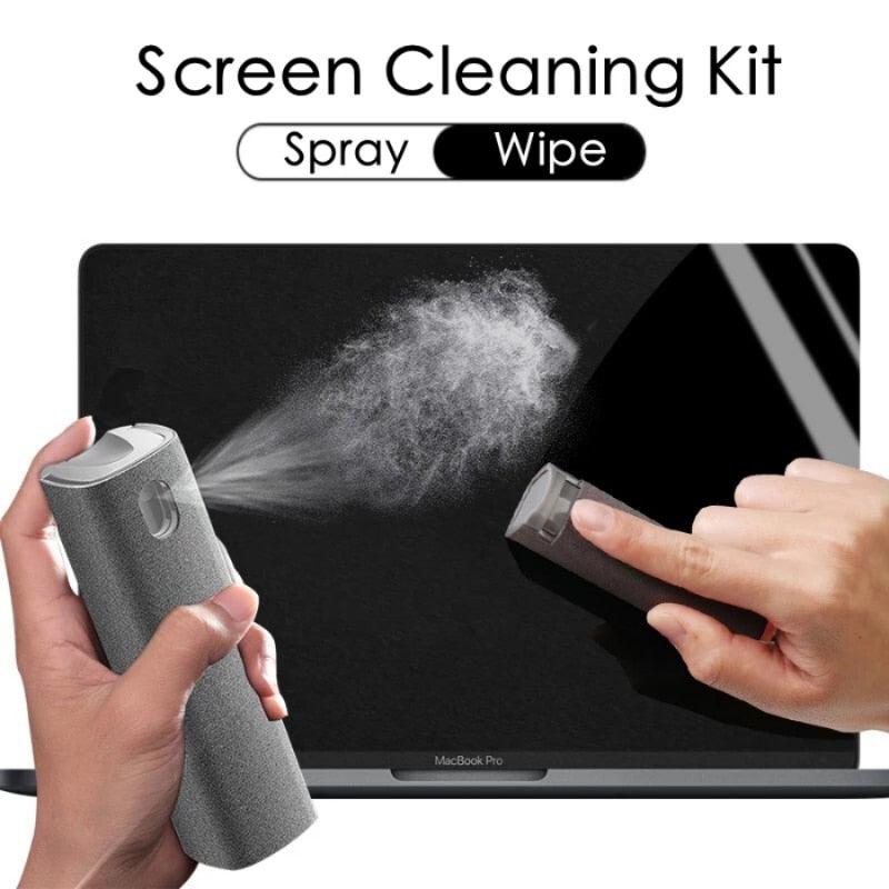 2in1 Microfiber Screen Cleaner Spray Bottle Set Mobile Phone Ipad Computer Microfiber Cloth Wipe Iphone Cleaning Glasses Wipes - Ammpoure Wellbeing