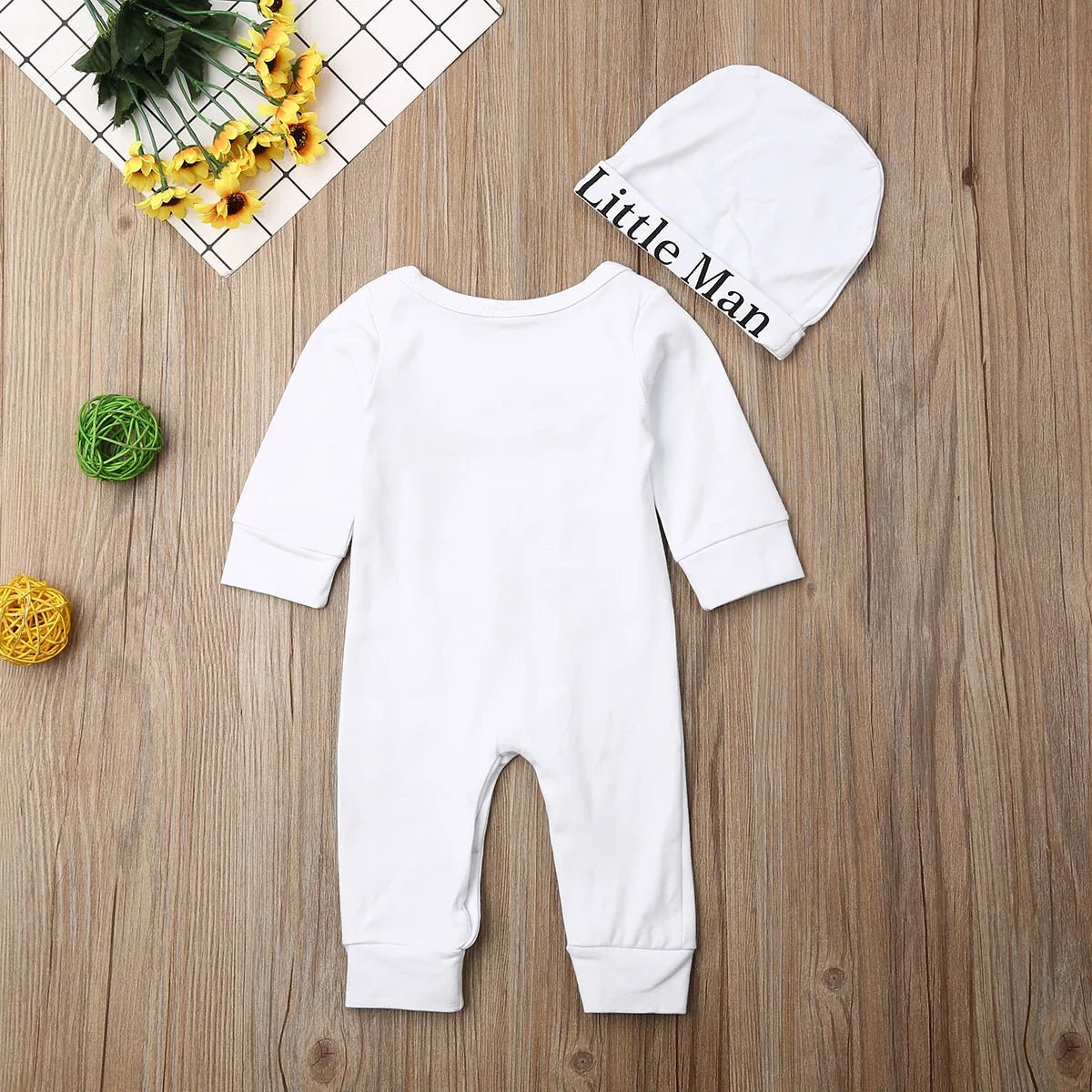 2PCS Newborn Baby Boys Clothes Cotton Long Sleeve Romper+Hat Jumpsuit Outfits Clothes Long Pants Baby Warm Autumn Winter Outfits - Ammpoure Wellbeing