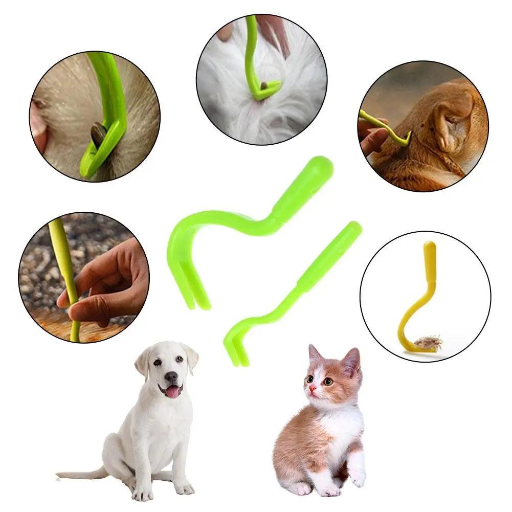 2PCS Pets Tick Removal Tool Dual Teeth Tick Twistered Cats Dogs Cleaning Supplies Mites Twist Hook Remover Hook Pet Supplies - Ammpoure Wellbeing