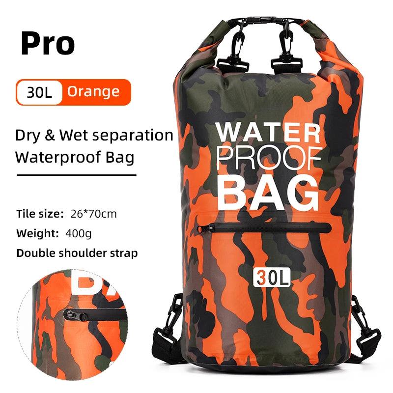 30L 15L Waterproof Dry Bags With Wet Separation Pocket Backpack For Kayaking Boating Swimming Outdoor Sports Bag XAZ9 - Ammpoure Wellbeing