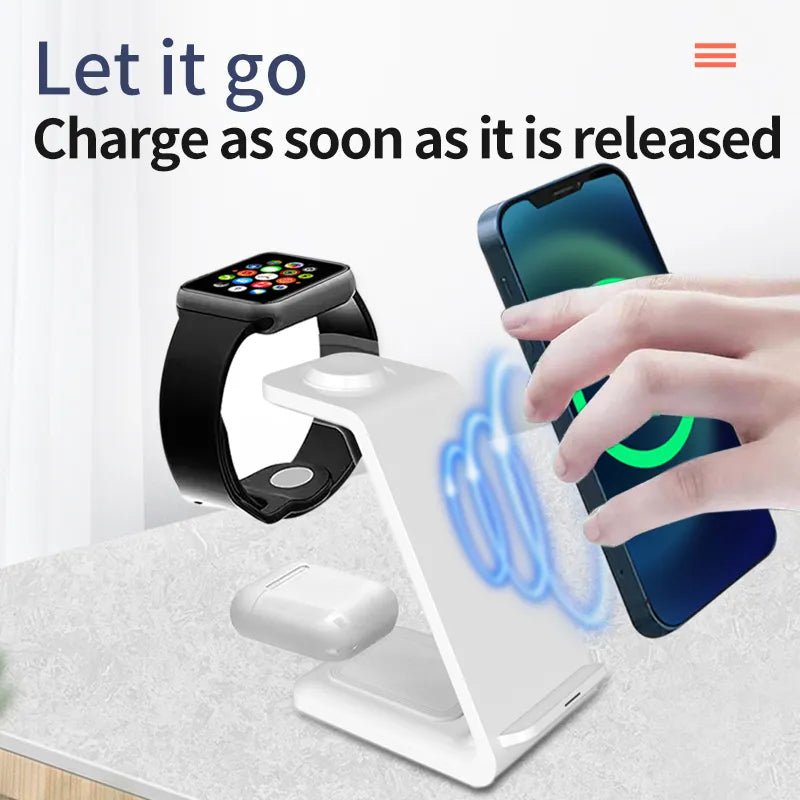 30W 3 in 1 Wireless Charger Stand Fast Charging Dock Station for iPhone 14 13 12 11 X XR 8 Apple Watch 6 7 8 iWatch Airpods Pro - Ammpoure Wellbeing