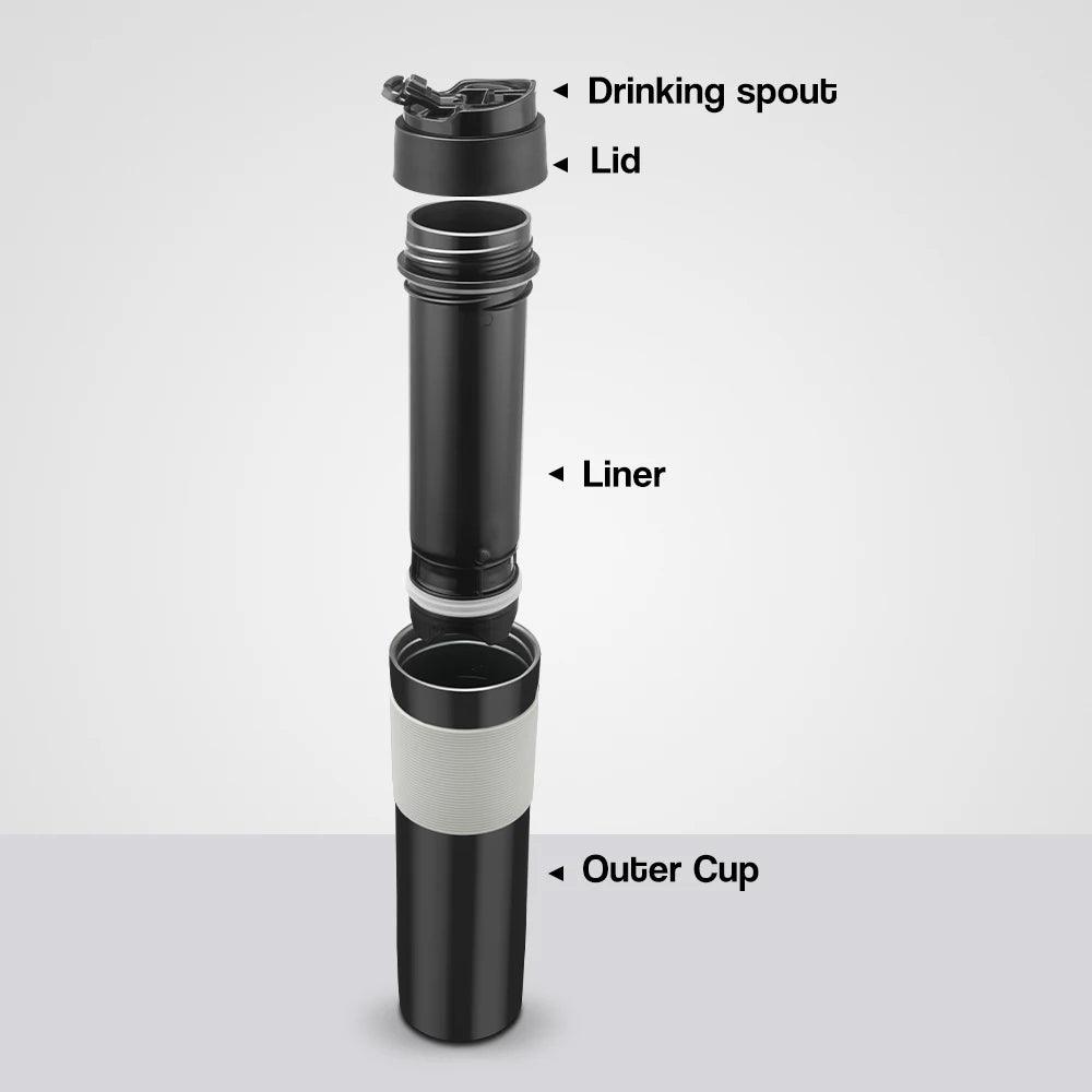 350ML Coffee Tea Portable French Press Coffee Maker Coffee Bottle Insulated Travel Mug Hand Pressure Coffee Pot For Car - Ammpoure Wellbeing