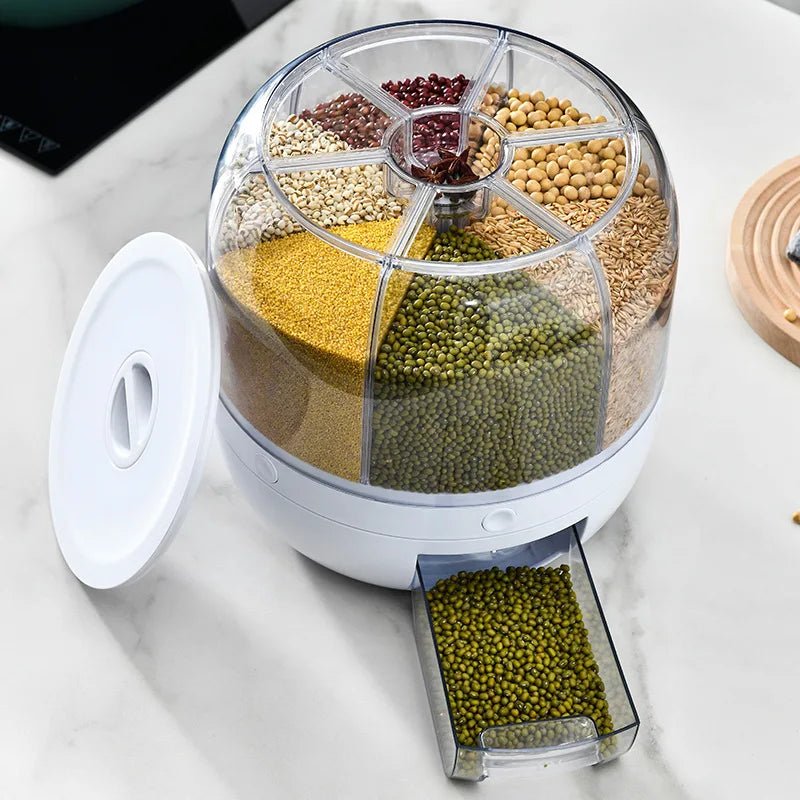 360 Degree Rotating Rice Dispenser Sealed Dry Cereal Grain Bucket Dispenser Moisture - proof Kitchen Food Container Storage Box - Ammpoure Wellbeing